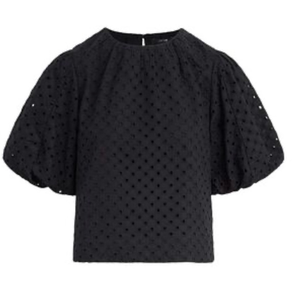 Joe’s Jeans Lorraine Black Eyelet Women's Top with Puff Sleeves - Picture 1 of 7
